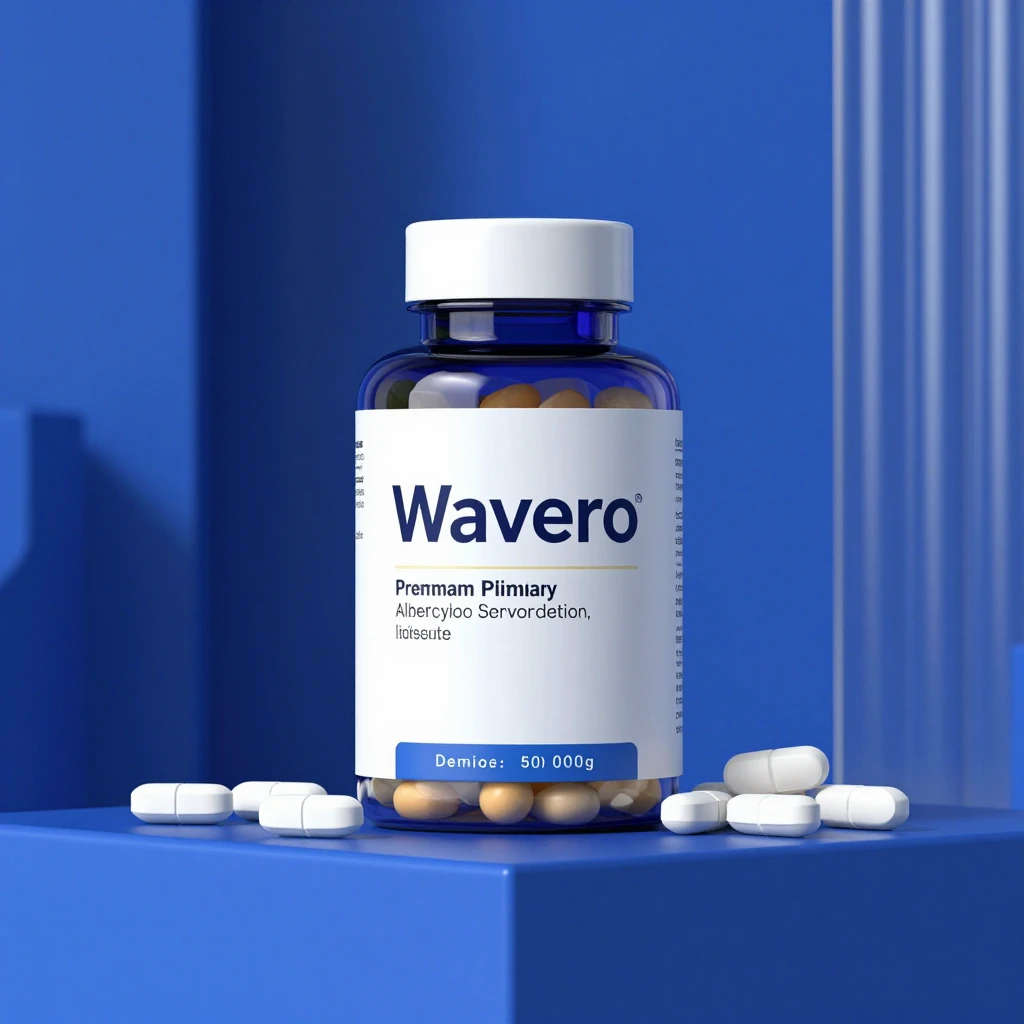 Wavero dietary supplement bottle with premium packaging